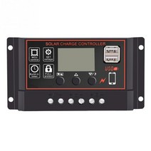 태양광 컨트롤러 10a 20a 30a 12v 24v 자동 태양 전지 패널 배터리 충전 pwm 태양 광 pv 레귤레이터 lcd 디스플레이 5v usb 290, 검은색, 12v24v 자동., 1개