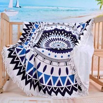 대형 원형 비치 타올, 블루, 1개