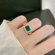 다왕 amZR113 네모 초록 사슬 반지