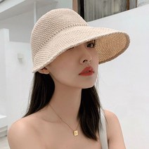 고급 예쁜 전면 넓은챙 밀짚 여름 벙거지 여성 모자 조절가능