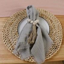 천 린넨 디자인 호텔 재사용 리유저블 냅킨 웨딩 테이블 데쿠 파주 42x42cm 국가 더스티 블루 100 면 손수건 소박한 10 피스, [05] 라이트 그레이