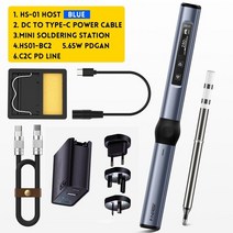 FNIRSI-HS01 스마트 전기 납땜 인두 65WPD 조절 가능한 일정한 온도 휴대용 디지털 스테이션 용접, Blue PD 65W Kit, 5.Blue PD 65W Kit