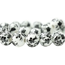 (주)아트인 심플꽃무늬 라운드 세라믹비즈(20개), 10mm, 블랙