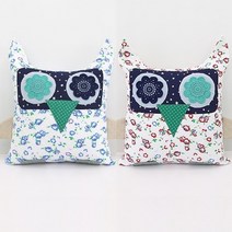 부엉이 프린트로즈 쿠션커버 (2color)소파쿠션