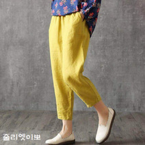 줄리엣이뽀 (오늘출발)여름 코튼혼방 시원소재 배기핏 여름바지 썸머 노랑 오렌지 블랙 화이트 브라운 시원한 컬러감 사무실 마트 외출 데일리 세상편한 9부배기팬츠 KJK-3222