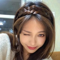 벼머리 띠 땋은머리 가발 헤어밴드 가채 머리띠 댕기 꽈배기 브라운 블랙