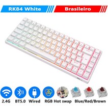 KLUDGE RK84 75% RGB 트리플 모드 기계식 키보드 BT5.02.4GUSB-C 84 핫 스왑 가능 블루투스 무선 게이머, 한개옵션2, [05] Brazilian white, 03 Red Switch