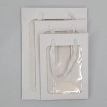 선물 포장 세로 직사각 흰색 투명창 쇼핑백 대