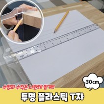 플라스틱 투명자 30cm T모양 인치 센치자