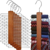 남성용 6 개 타이 행거 나무 넥타이 벨트 걸이 랙 홀더 클립 마감 옷장용 20 후크 공간 절약, 기본