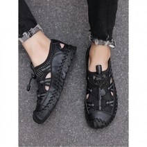 남성 스티치 디테일 스트링 디자인 수공 샌들