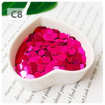 폰부품 아 즐거움송이 6MM 원형 평면 글리터 공구편 핸드폰 충전 DIY 점착고무 액세서리 PVC 원판 2317638251, 500g (g )/가방, C8 로즈레드