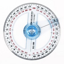 각도자 10cm 원형 플라스틱 360 포인터 분도기 눈금자 각도 파인더 스윙 암 학교 사무실, 01 WHITE