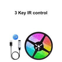 LED 스트립 컴퓨터 조명 RGB 5050 5V Led 다양한 테이프 USB 커넥터 배터리 TV 데스크탑 화면 백라이트 장식, [01] 3 Key Controller, [01] 4 m Full Set