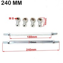 1 쌍 210220240260280300315mm 49cc 전기 미니 키즈 atv go kart 버기 쿼드 바이크 용 8mm 스티어링 타이로드 키트 볼 조인트, 초록