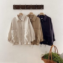 여자 봄 코디 데일리 스트링 카라 빅포켓 린넨 자켓