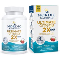 노르딕 얼티메이트 오메가 2X 미니 1120 mg EPA 586DHA 456 딸기 맛 60 미니 젤