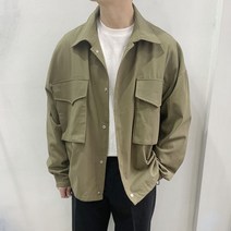 라운지21 남자 오버핏 투포켓 워싱 숏 야상