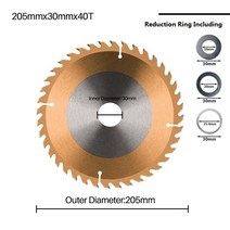 원목도마 우드 대나무 도마 플레이팅도마 XCAN-원형 톱 블레이드 목재 커팅 디스크 205mm 210mm TiCN 코팅 TCT 카바이드 팁 전동 공구, [02] 205x30x40T