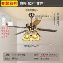실링팬 천장형 선풍기 램프 팬직선형 유럽식 미국식 샹들리에 전통적인 가정 식당 거실 큰 바람 통합 70, 1-Iron Leaf 52 Inch-5 Leaf 5