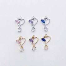 하트 프레임 타원큐빅 포인트 펜던트 팔찌부자재 귀걸이 목걸이만들기 악세사리도매사이트, 바이올렛, 실버(OR)