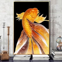 화려한 황금 비단잉어 추상화 재물 행운 가득 보석십자수 비즈퍼즐 큐빅 전체수, 70X90CM