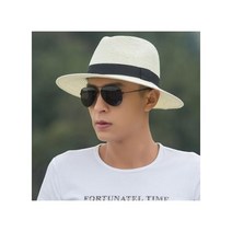 여성썬캡 여름 패션 플랫 브림 밀짚 모자 진주 구슬 fedora