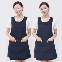 웰컴가운 얇고 가벼운 원피스형 앞치마 미용 어린이집 요양원 LA69, LA69 검정+빨주XL