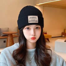 앤써핏 데일리 도톰 패치 니트 비니