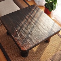 JINGHENG 손님다과상 술상 혼술 개다리소반 자개 차상 소반상 과일상 미니 4인용상, 짙은 갈색 (중형)