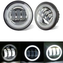 할리 데이비슨 안개등 4.5 인치 오토바이 Led DRL 천사 눈 일렉트라 글라이드 소프테일 팻 보이 투어링 야마하 다이나 통과 조명 2 피스, 은