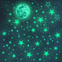 [휴아트뮤럴벽지천장] 모두로 달 별 야광스티커 인테리어 천장 벽지 야광별, 야광