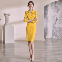 정장 드레스 옐로우 베이지 아나운서 원피스