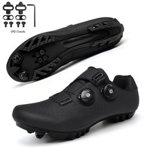 싸이클 슈즈 신발 남녀공용 사이클링 스니커즈 플랫 슈즈 클리트 자동 잠금, 없음, MTB black cleats+47