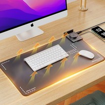 셀루미 카본 발열소재 가죽 장패드 온열 데스크매트, 매트블랙, 1개