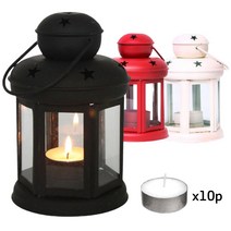 캠핑용 캔들랜턴 감성 캠핑랜턴 조명 호롱 양초 랜턴 티라이트홀더, 캔들랜턴 블랙+티라이트10p
