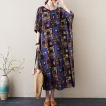 235209 - 린넨 면 롱 원피스/빅사이즈/루즈핏/엄마옷//간절기/여름원피스/데일리/임부복