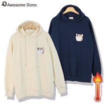 남녀공용 커플 후끈한 기모 리틀 시바견 후드티