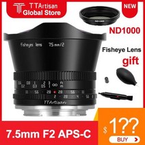 DSLR 카메라 렌즈 미러리스 TTArtisan 75mm F2 대형 조리개 Fisheye APSC 후지 X 소니 E Nikon Z Zfc 캐논 M EOS R M43 Leica S, 후지 xf