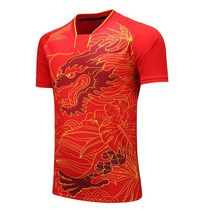 선수용 탁구 드래곤 유니폼 반바지 남성/여성/어린이 저지 셔츠 세트, [10] Men Asian XL, [09] Red 1 Shirt