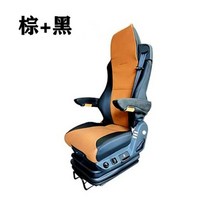 트럭의자 화물트럭 접이식 시트쇼바 서스펜션 범용 등받이 에어 충격 흡수 화물차 운전석 의자, 가죽 국수 갈색 + 검정