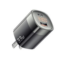 33W 디지털 디스플레이 USB C 충전기 충전 스테이션 플러그 앤 플레이 빠른 속도 자동차 전원 어댑터 휴대 전화 범용 안전, US Plug, Black