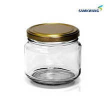 삼광유리 유리병 낮은병 쨈병 과일청 양념병 보관용기 캐니스터 495ml, 골드(뚜껑)