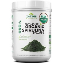 Zazzee USDA Organic Spirulina 오가닉 올가닉 스피루리나 파우더 분말 2.2LB(1kg) 303회분, x, 1개