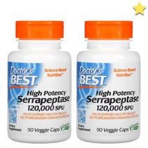 닥터스베스트 High Potency Serrapeptase 120 000 SPU 베지 90정 2통, 1개, 기본