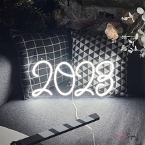 네온간판 LED 네온 사인 벽걸이 방 장식 2023 숫자 조명 재미있는 홈 스토어 게임방 벽 선물, 02 40X20 CM_07 pink