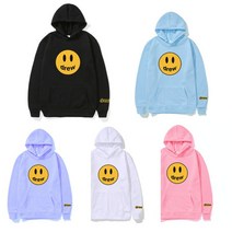 대외 무역 가을 겨울 남성 의류 저스틴 비버 같은 스타일 드류 스마일 후드 스웨터 남성 느슨한 풀오버