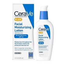 CeraVe AM 페이셜 모이스처라이징 로션 선스크린 3 oz SPF 30 오일 프리 논코메도제닉, 3 Fl Oz (Pack of 1)