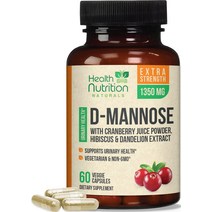 D-Mannose 크랜베리 추출물이 함유된 1 350mg 복합체 - 불순물 정화 및 플러싱을 위한 빠른 효과 요로 건강, 한개옵션1, 01 60 Count (Pack of 1)