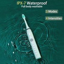 구강세정기 물치실 직수 구강청결제 5 모드 소닉 전동 칫솔 usb 충전기 충전식 ipx7 방수 스마트 타이머 치아 초음파 구강 청소 및 미백, 초록